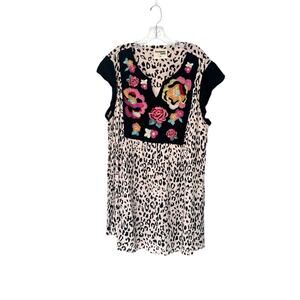 Savanna Jane Dress Plus Animal Floral Print Gauze Dainty Short Sleeve Size 3X